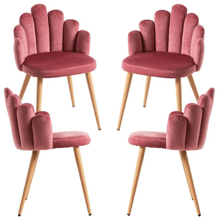 Pack 4 Cadeiras Hand Veludo - Rosa