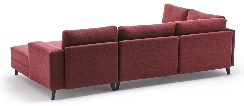 Sofá-Cama de Canto Efsun – Vermelho Claret – 300 x 78 x 202 cm