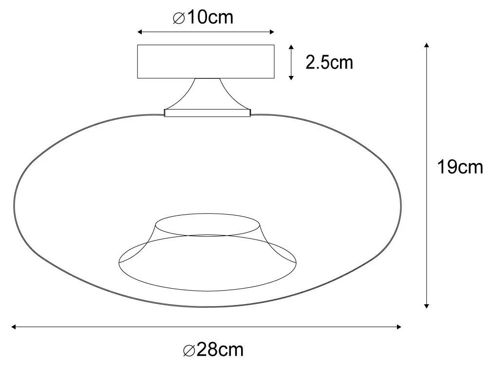 Candeeiro de Teto Art Déco em Latão com Vidro Âmbar - Busa