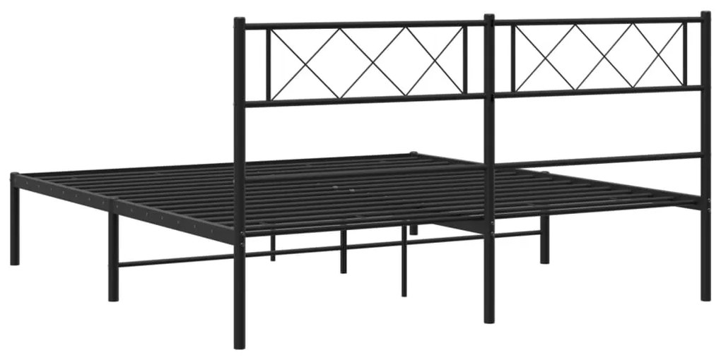 Estrutura de cama em metal com cabeceira 150x200 cm preto
