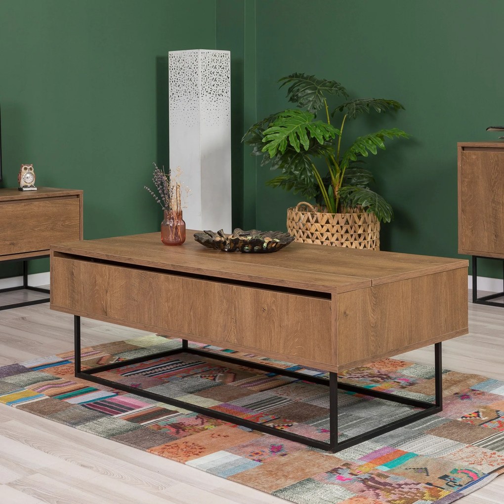 Conjunto de Mobiliário de Sala Laxus – Nogueira/Preto – 90x39x40 cm