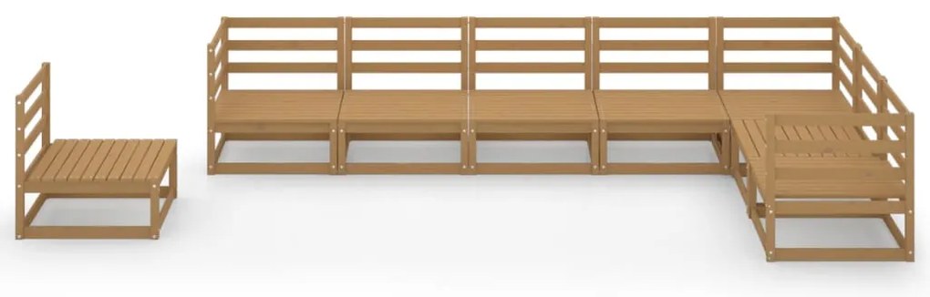 8 pcs conjunto lounge de jardim pinho sólido castanho mel