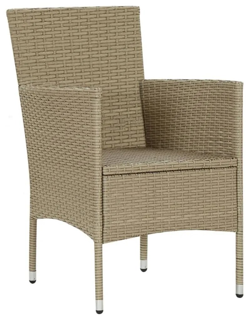 3 pcs conjunto jantar p/ jardim c/ almofadões vime PE bege