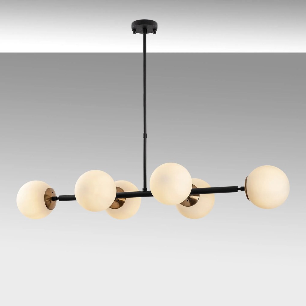 Candeeiro de Teto Fazli – Preto Antigo Creme – 110 x 40 x 35-66 cm