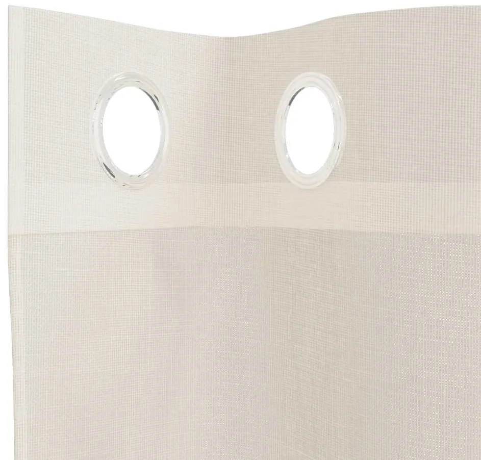 Cortinas de voile com ilhós 2 pcs creme 140x300 cm