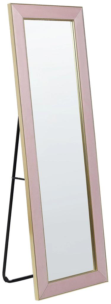 Espelho de pé com moldura em veludo rosa 50 x 150 cm LAUTREC Beliani
