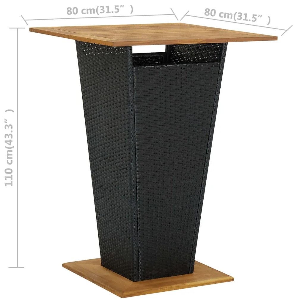 5 pcs conjunto de bar para jardim preto