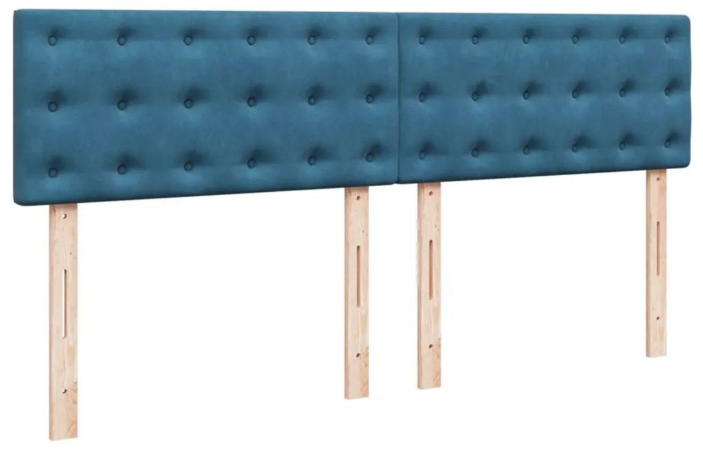 Cama com molas/colchão 200x200 cm veludo azul