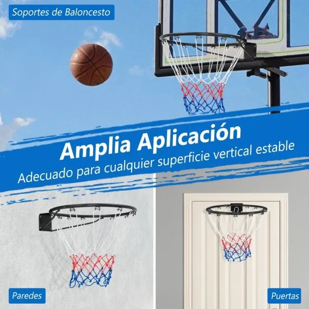 Cesto de basquetebol para porta montado na parede Golo de basquetebol com rede universal resistente para todas as condições climatéricas 49,5 x 41,5 x