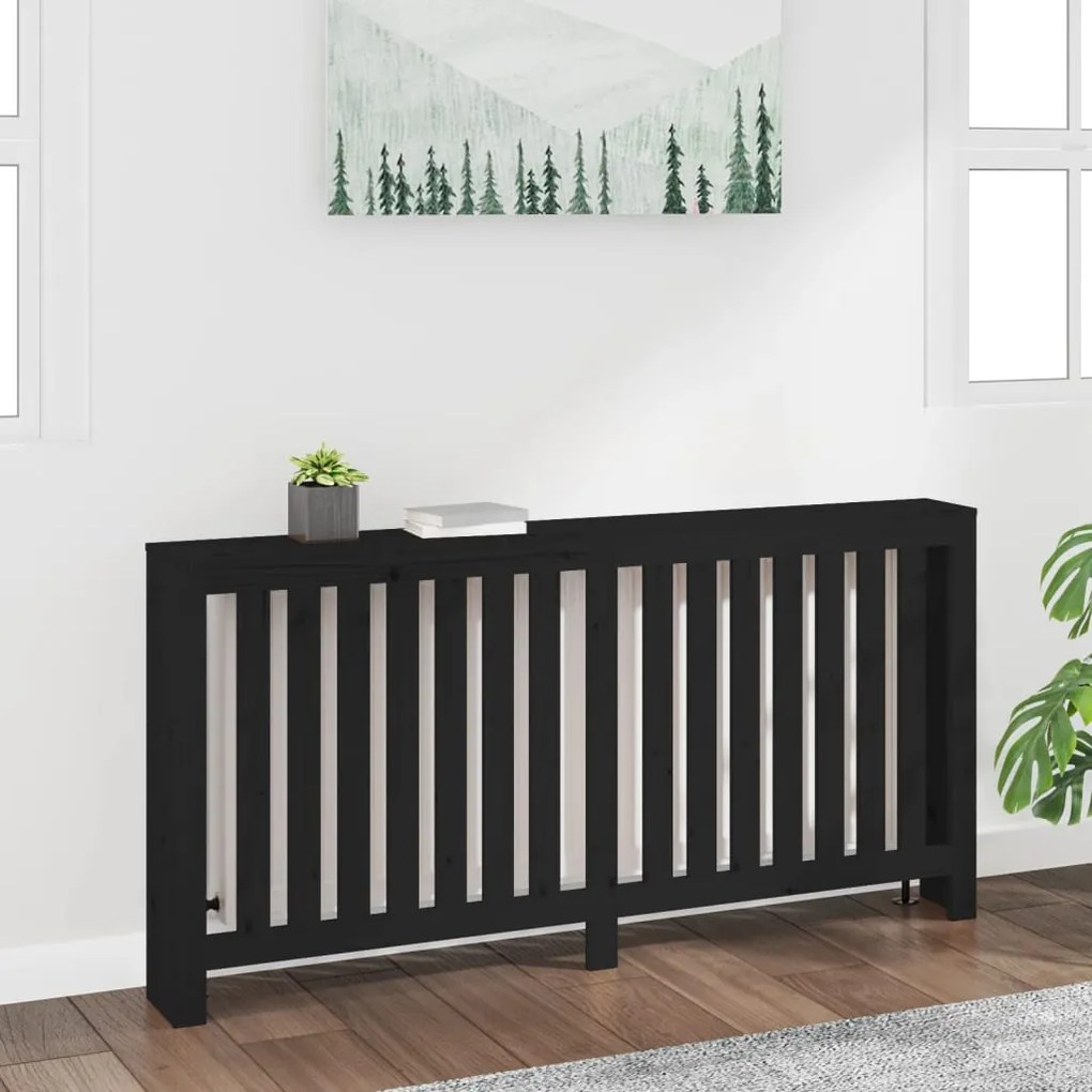 822585 vidaXL Cobertura de radiador 169x19x84 cm pinho maciço preto
