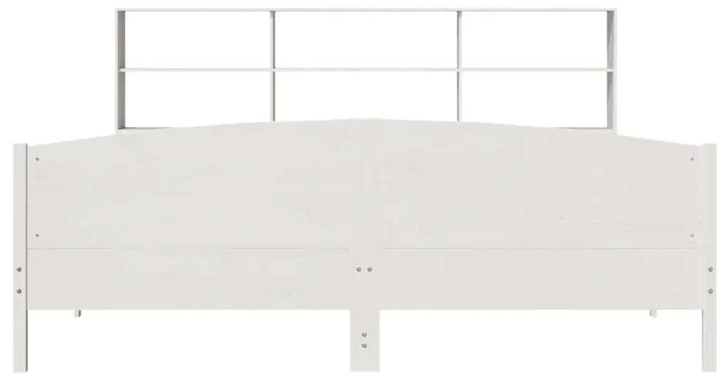 Cama com estante sem colchão 180x200 cm pinho maciço branco