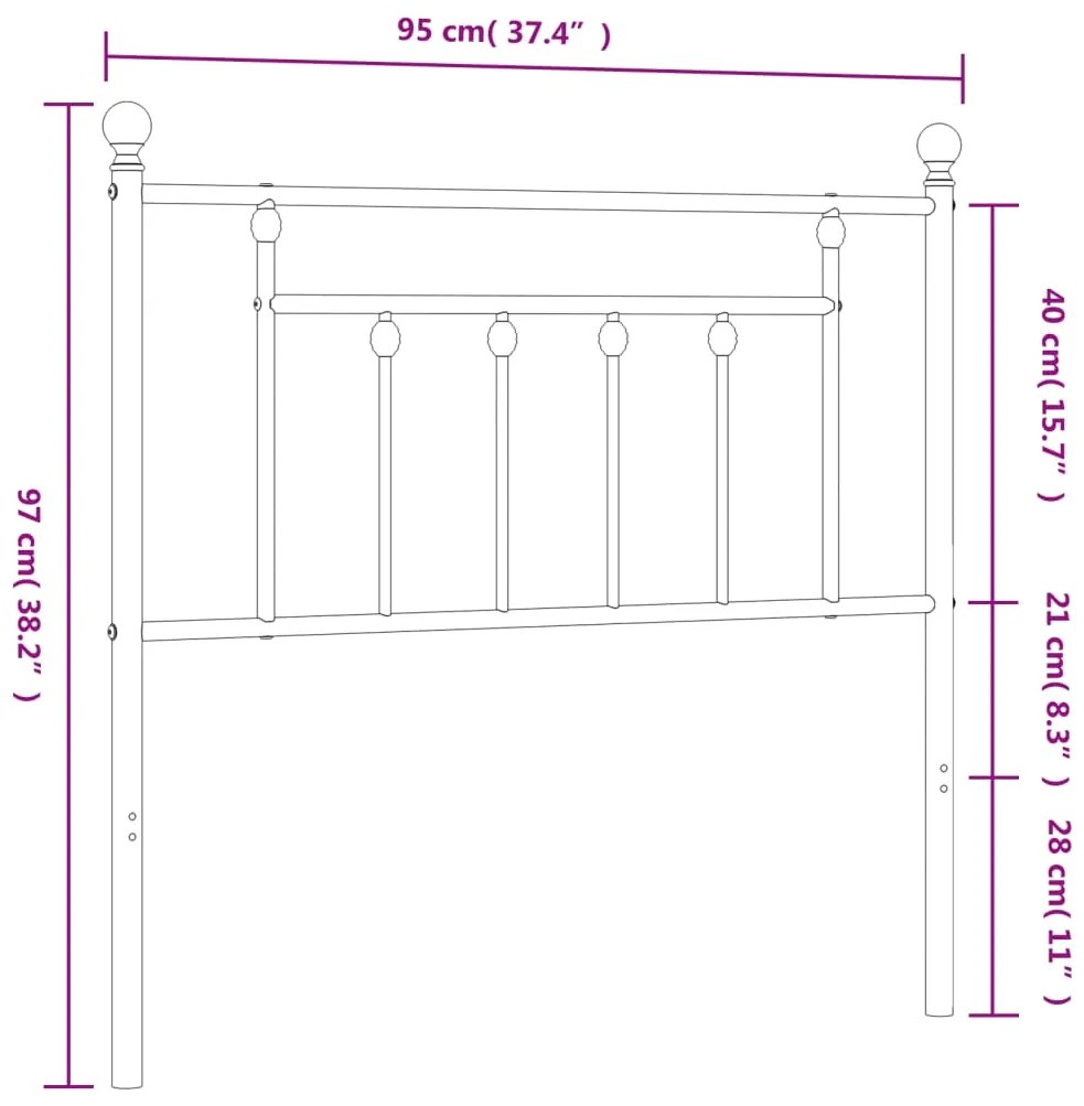 Cabeceira de cama 90 cm metal preto