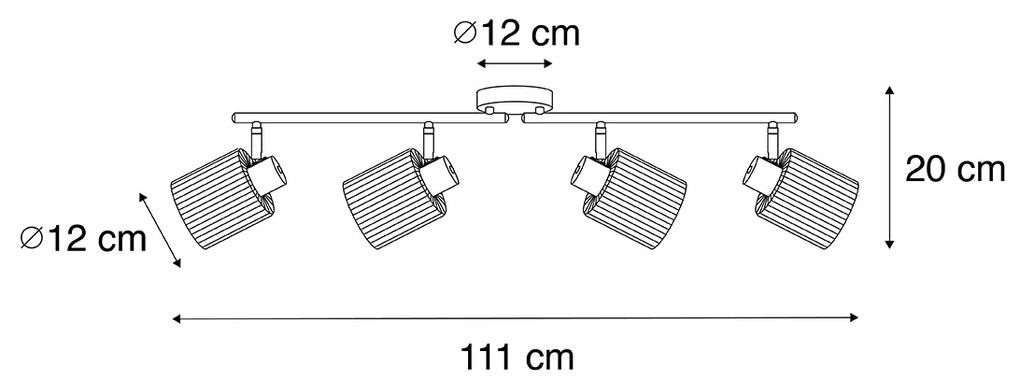 Candeeiro de teto spot dourado com vidro 4 luzes ajustáveis - Laura