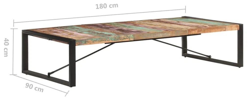 Mesa de centro 180x90x40 cm madeira recuperada maciça