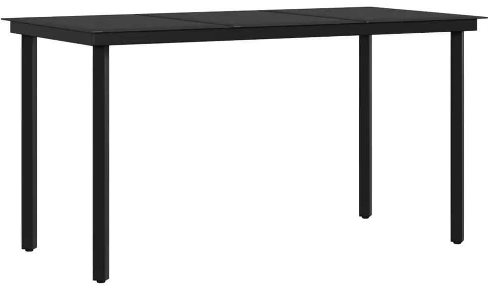 7 pcs conjunto de jantar para jardim com almofadões preto