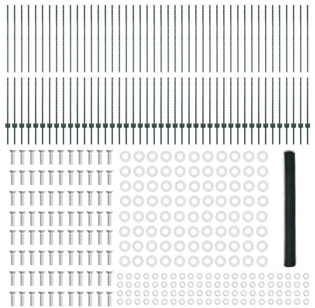 Postes de Cerca vidaXL 11 pcs U-Channel Verde 150 cm Aço