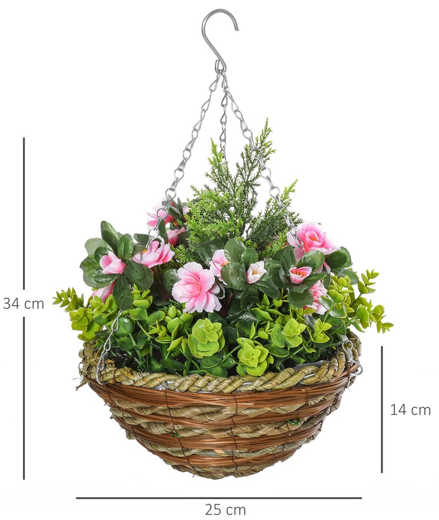 Conjunto de 2 Plantas Lisianthus Suspensas Artificiais para Interior e