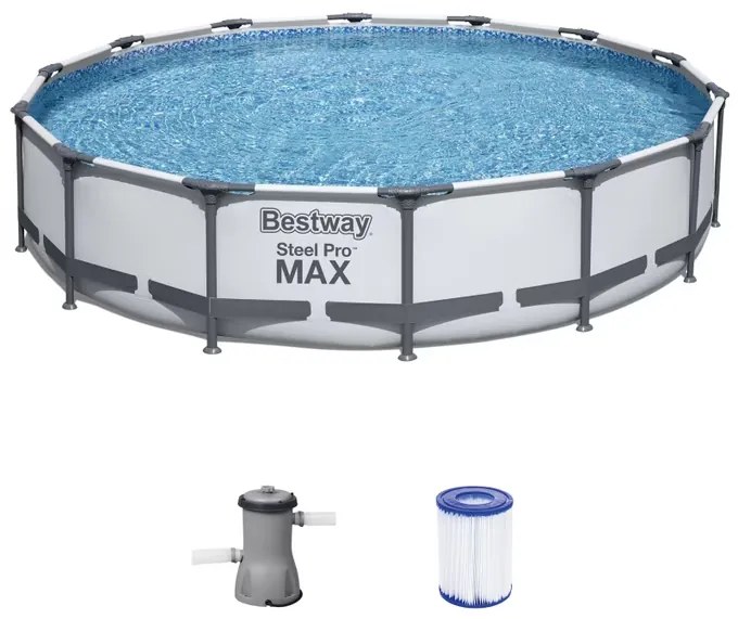 Conjunto Piscina  Bestway Frame Pool Steel Pro™ Ø427 x 84 cm Cinzento