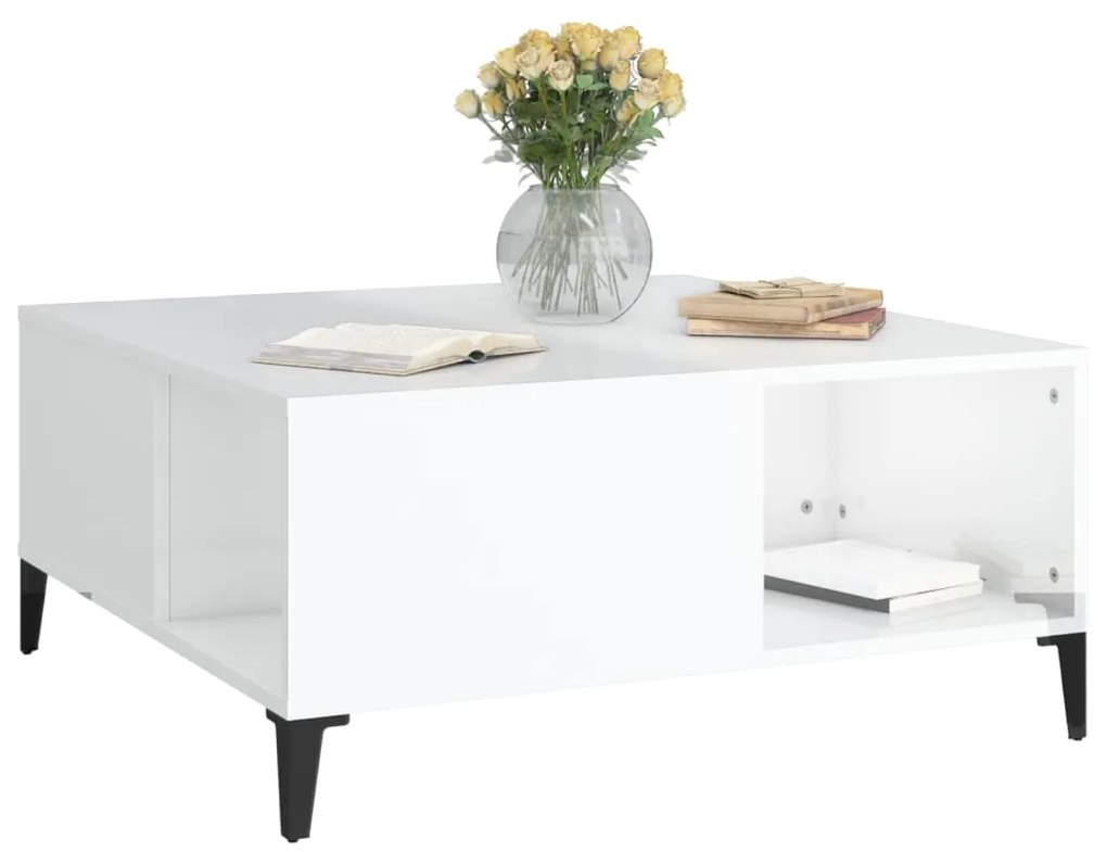 Mesa de centro 80x80x36,5 cm derivados madeira branco brilhante