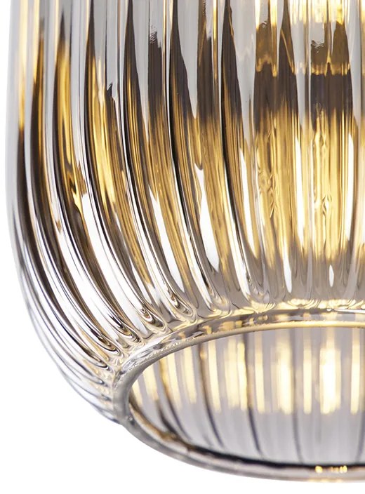 Candeeiro de teto Art Deco preto com vidro fumê - Banci