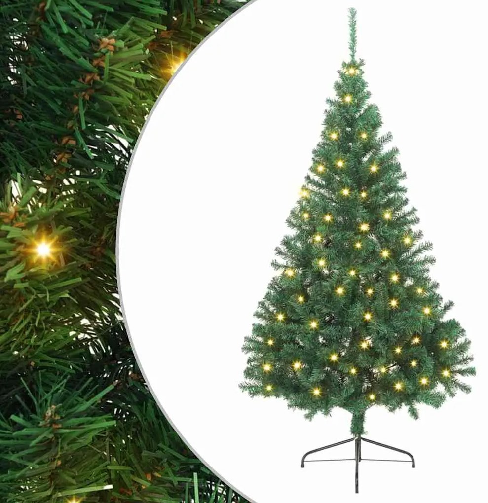 vidaXL Árvore de Natal Artificial Pré-iluminada Verde 240 cm PVC