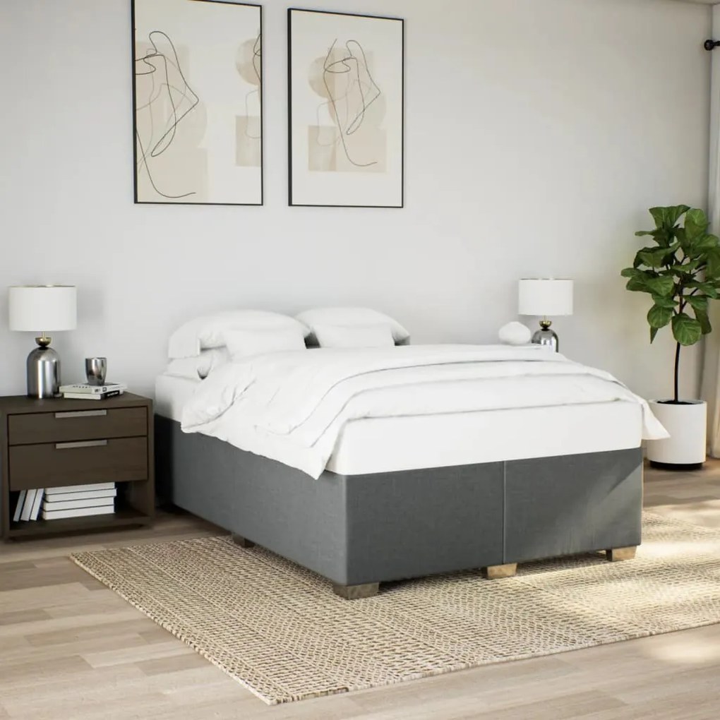 Cama com molas/colchão 140x200 cm tecido cinzento-escuro