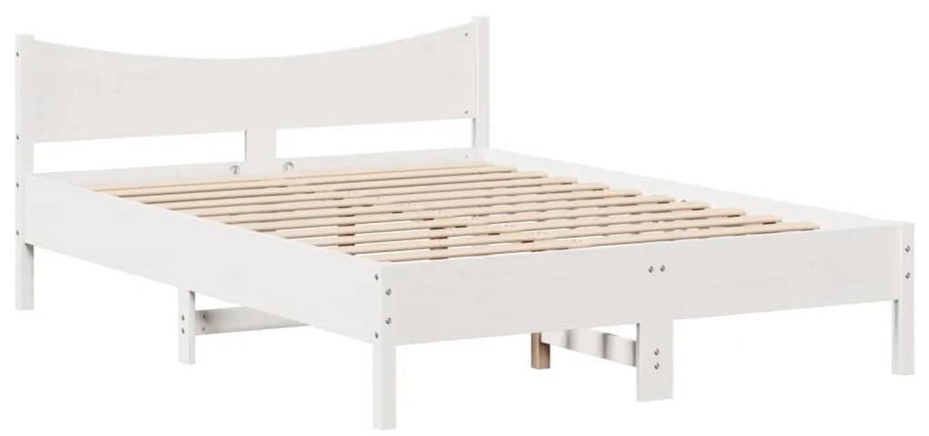 Estrutura de cama com cabeceira 140x200 cm pinho maciço branco