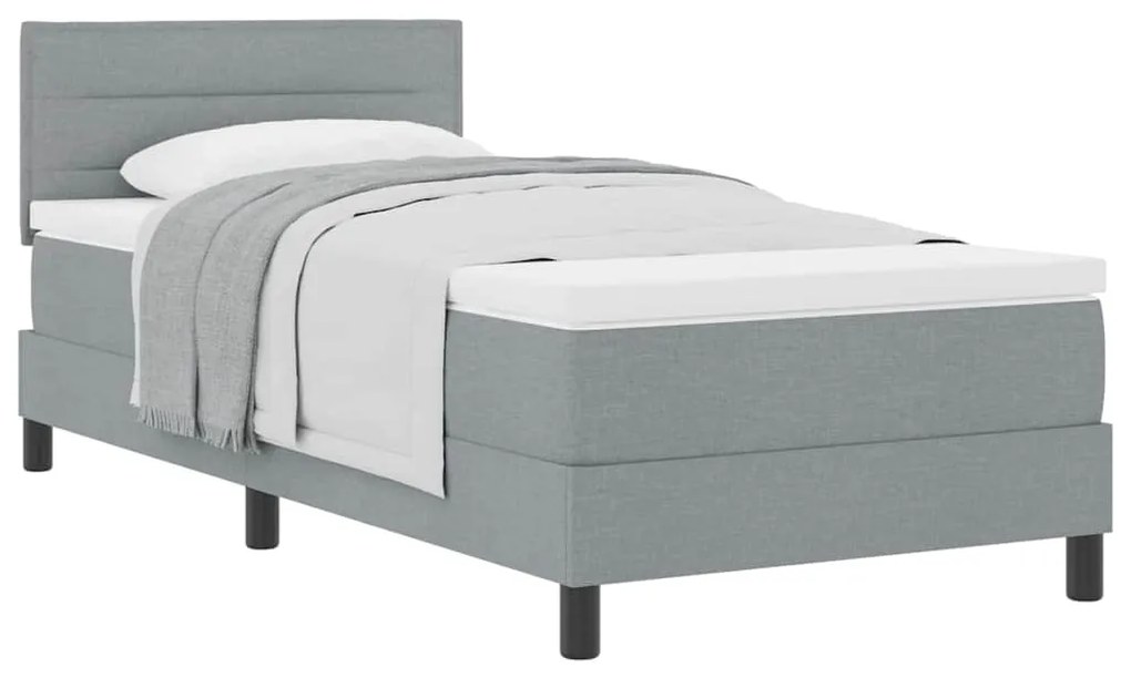 Cama Box Spring com Colchão Cinza Claro 80x200 cm Tecido
