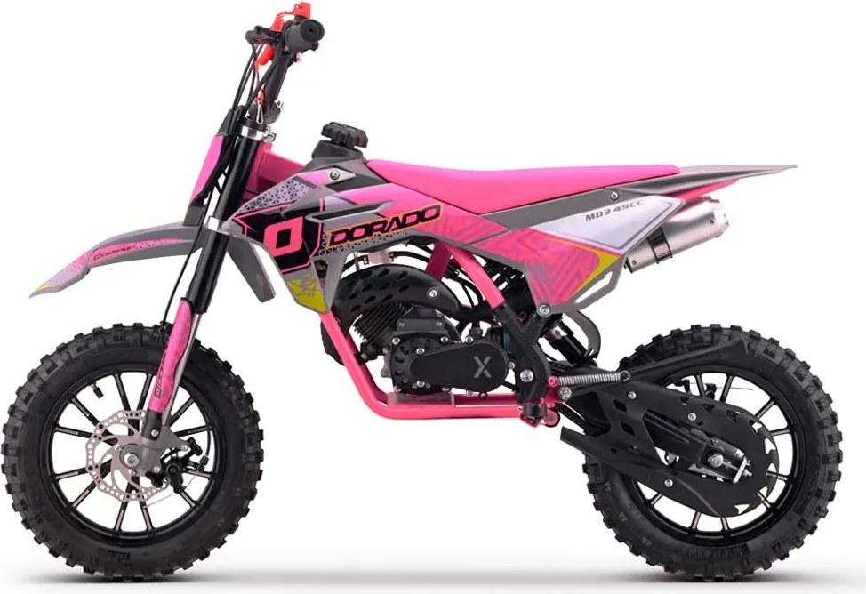 MINI MOTO Crianças MINICROSS gasolina DORADO MD3 49cc 2T 10/10" Com Limitador Velocidade Rosa