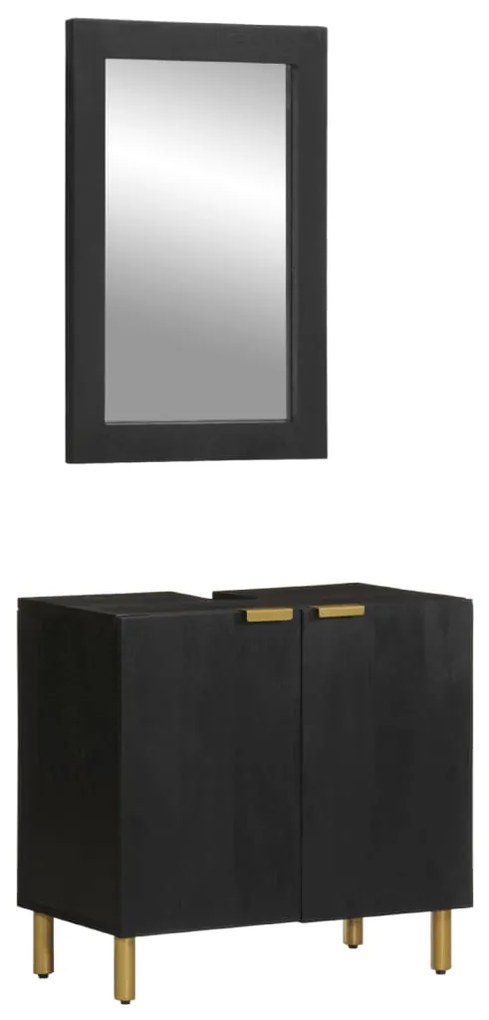 vidaXL 2 pcs conjunto móveis casa de banho derivados de madeira preto