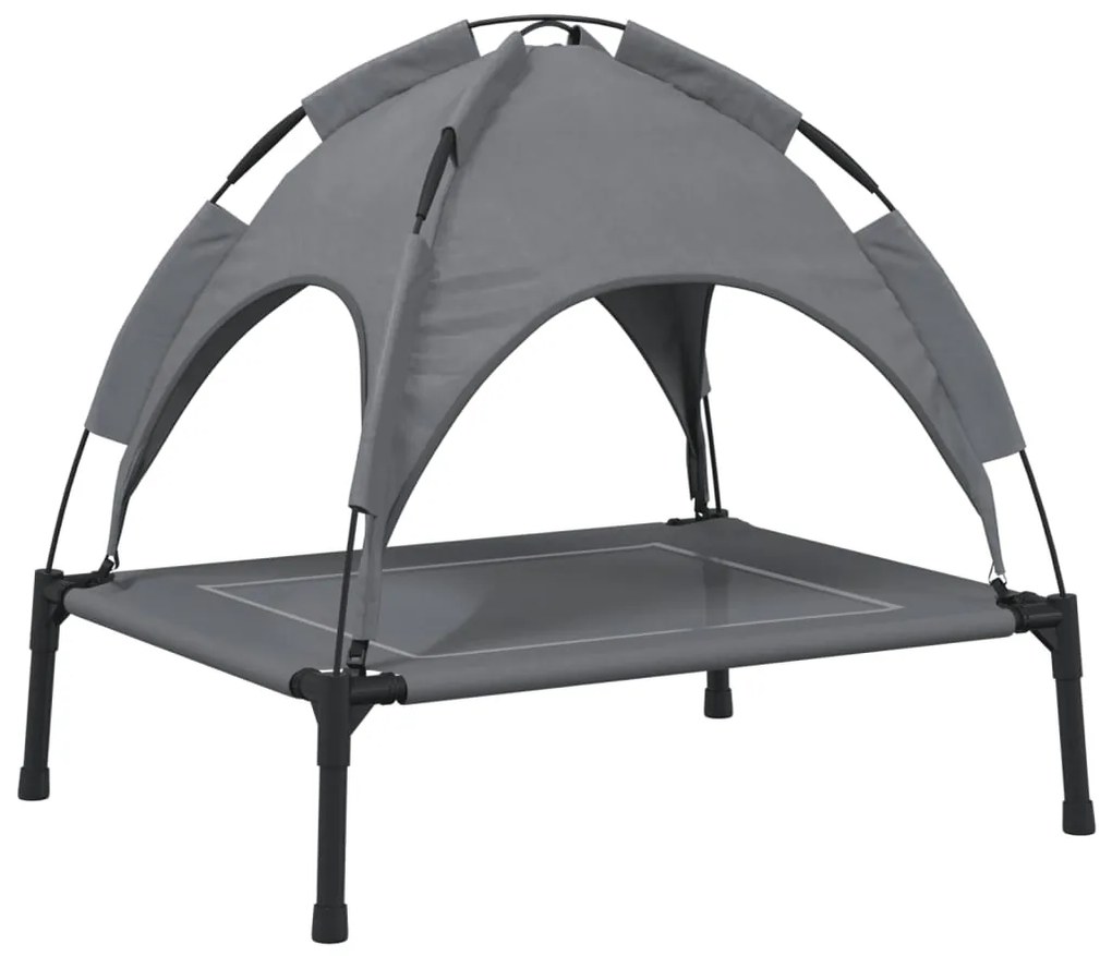 Cama para cães com toldo tecido oxford e aço antracite