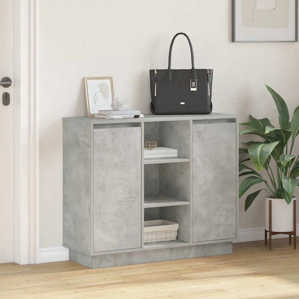 Buffet com LED Cinza Concreto 90x32x75 cm Madeira engenheirada
