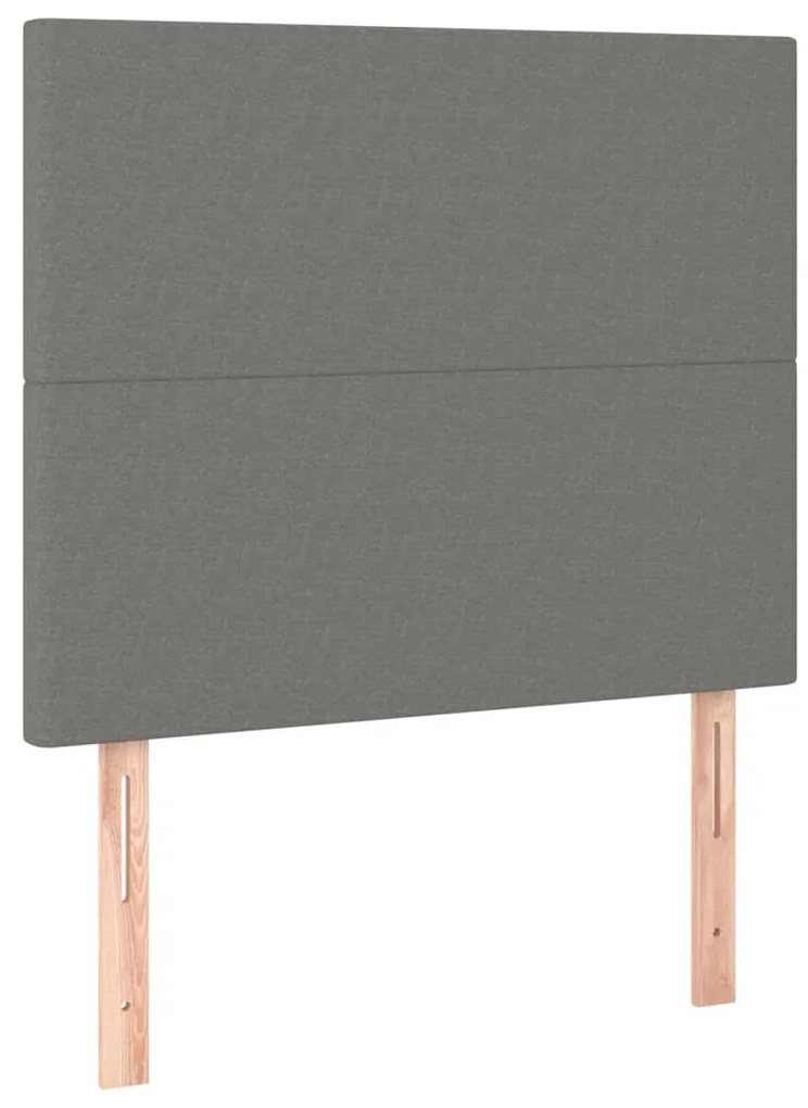 Cabeceira de cama c/ LED tecido 80x5x118/128 cm cinza-escuro