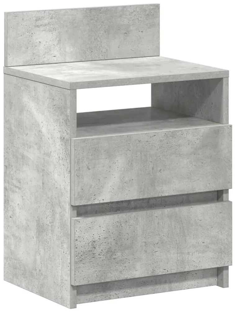 Mesas de cabeceira 2pcs c/ 2gavetas 40x33x60cm cinzento cimento