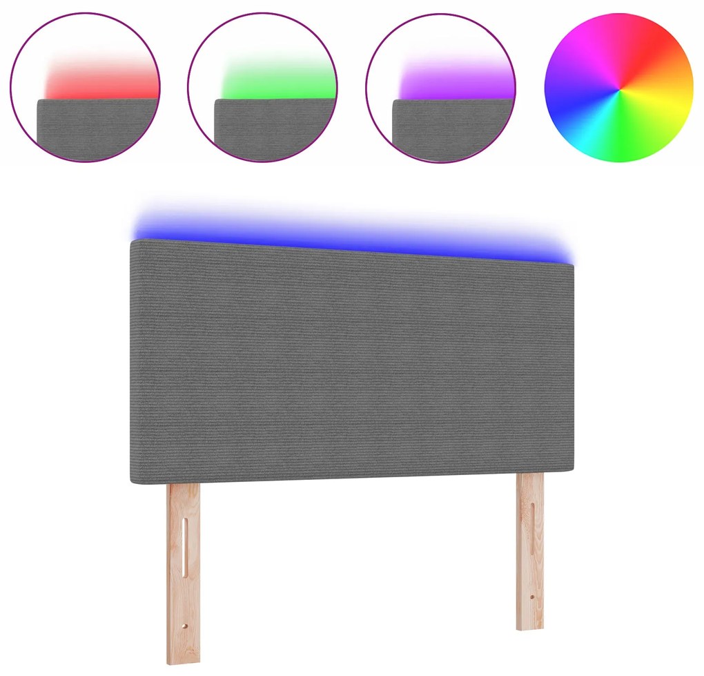 Cabeceira LED vidaXL Design Simples Cinza Claro 80 cm Tecido de Courís