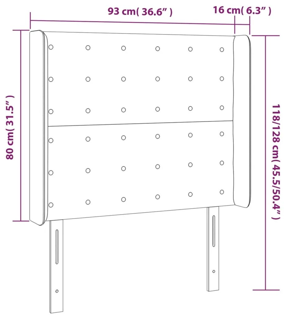 Cabeceira cama c/ abas veludo 93x16x118/128 cm azul-escuro