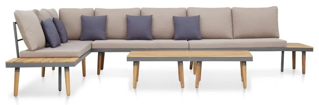 vidaXL 7 lugares conjunto lounge jardim + almofadões acácia castanho