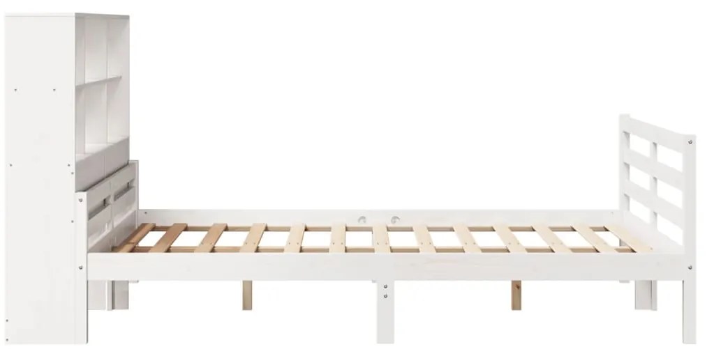 Cama com estante sem colchão 140x200 cm pinho maciço branco