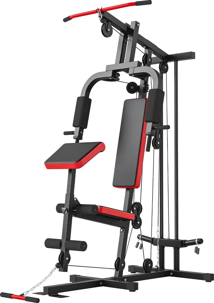 Máquina de Musculação com Polia Alta e Baixa (PESOS NÃO INCLUIDOS), Para Peito e Pernas, Compatível com Discos de 25 e 50 mm (Não Incluídos)