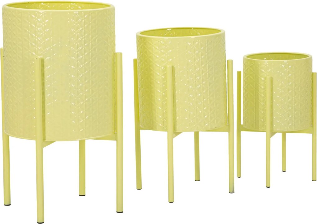 CONJUNTO DE 3 VASOS IRIS AMARELO Ø 36X56,5-30X48,5-24X37,5 CM (PLANTAS NÃO INCLUIDAS)