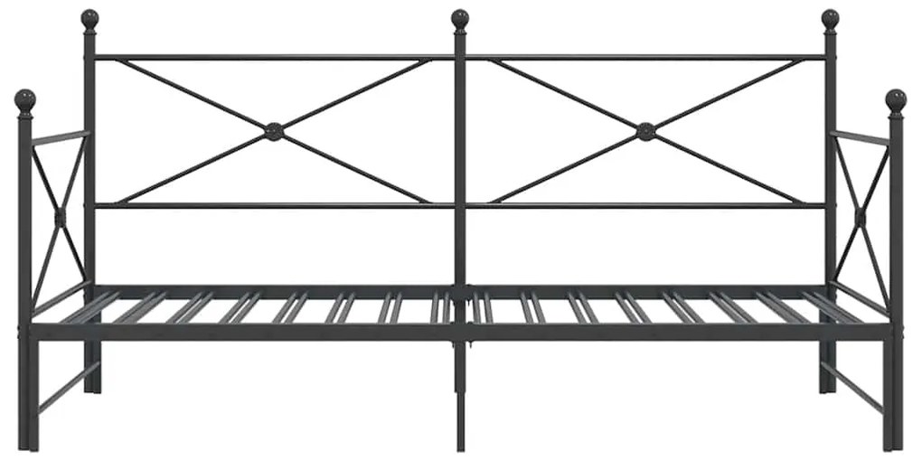Cama de dia com gavetão sem colchão 100x190 cm aço preto