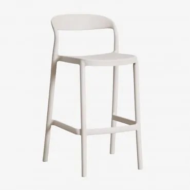 Pack De 2 Bancos Altos De Jardim Empilháveis Em Polipropileno Brenza ↑65 Cm & Branco Pedra - Sklum