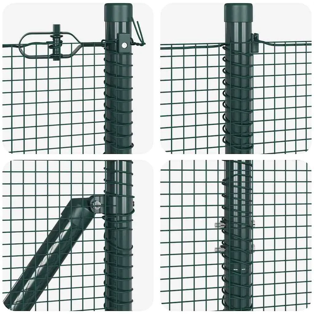 Cerca de Arame Soldado com 13 Postes Flangados Verde 1,4x50 m Aço