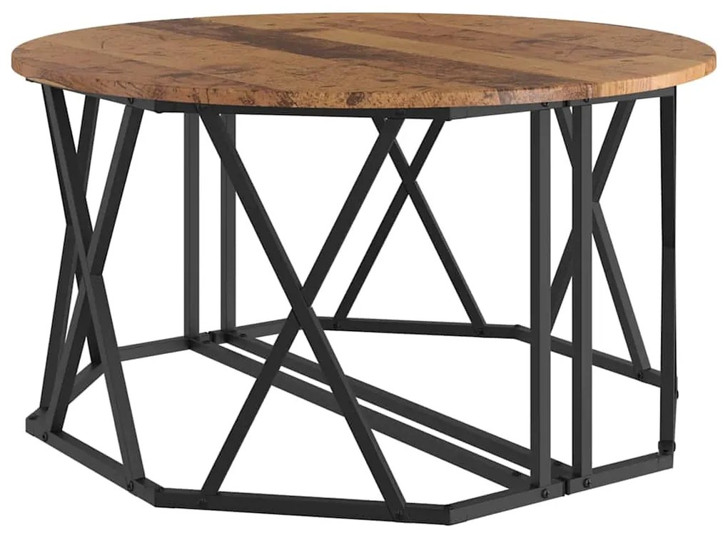 Mesa de Centro vidaXL Madeira Velha 80x80x42 cm em Madeira de Engenhar