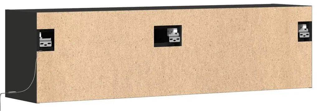 Móvel de parede para TV com luzes LED 140x31x38 cm preto
