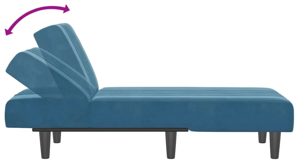 Chaise longue veludo azul