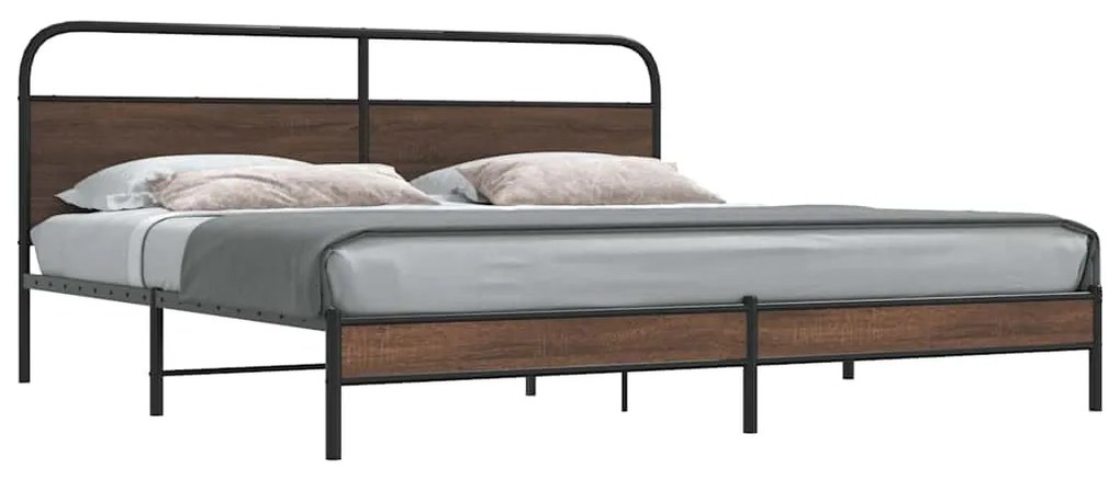 Estrutura cama sem colchão 180x200 cm metal carvalho castanho