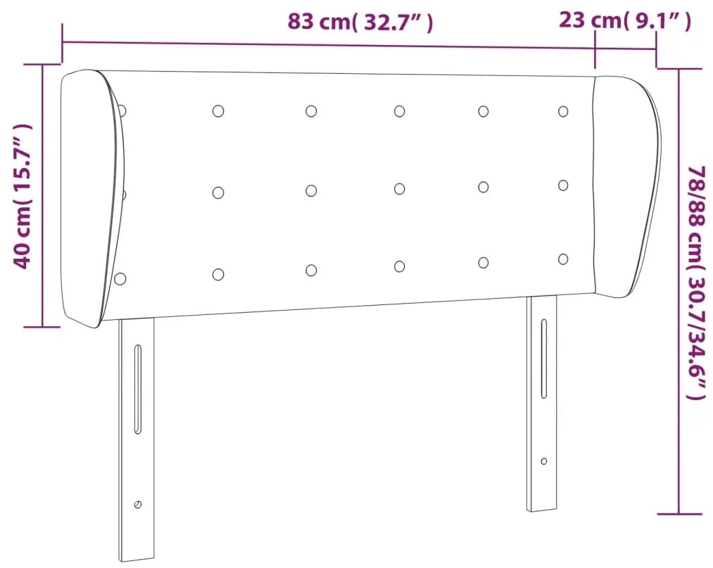 Cabeceira de cama c/ abas veludo 83x23x78/88 cm cinzento-claro