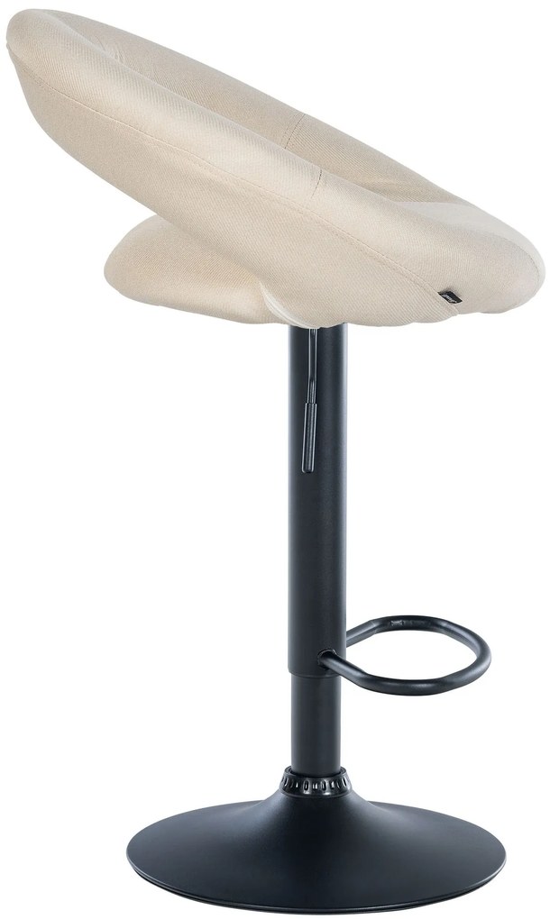 Conjunto de 2 bancos de bar Olinda em tecido e com estrutura preta 52 x 77-97 x 47 cm Creme