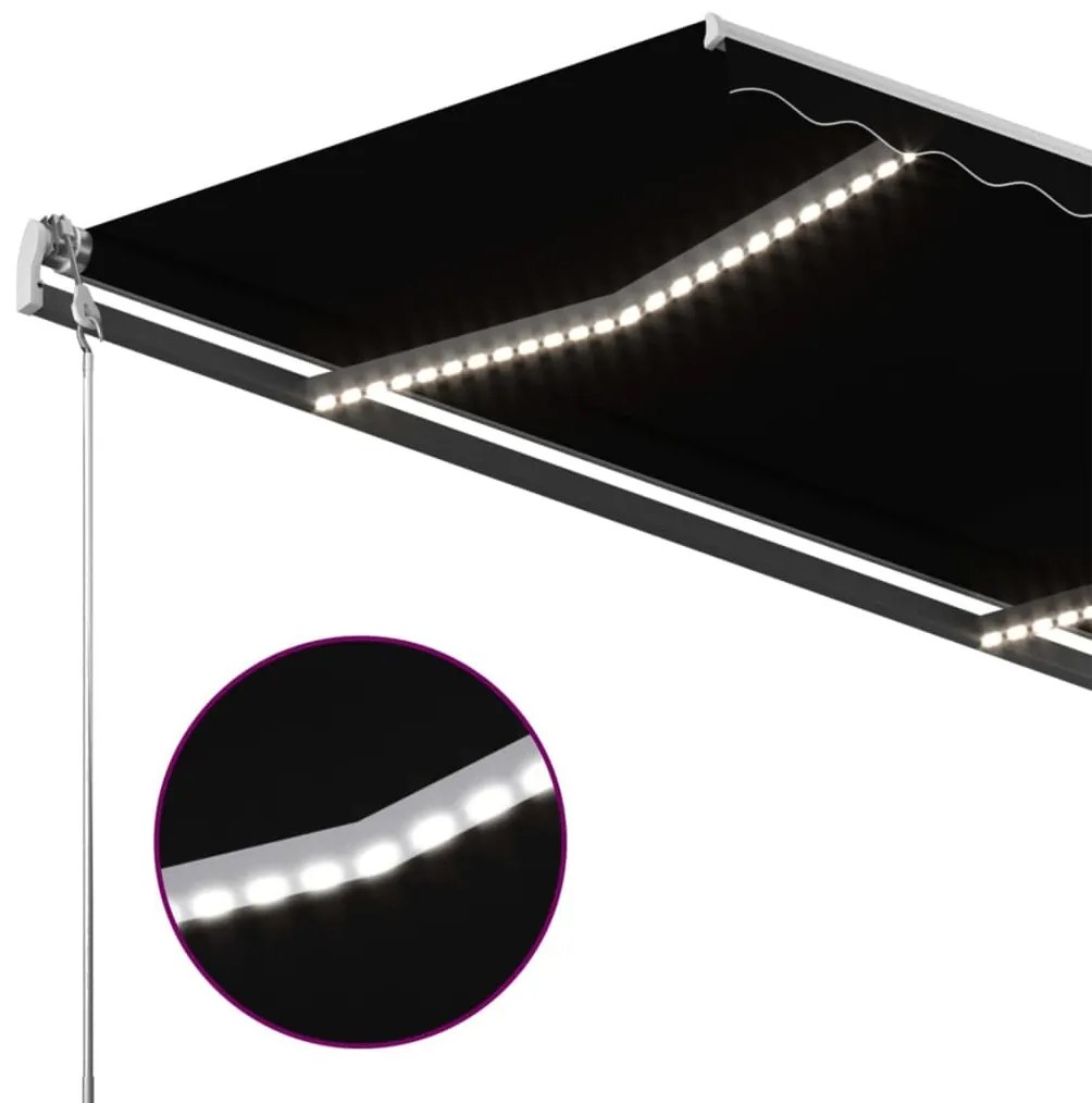 Toldo retrátil manual com LED 400x300 cm antracite